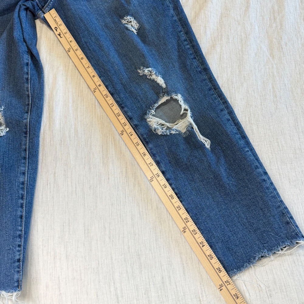 Old Navy Women's 12 Blue OG Straight High Rise Distressed Raw Hem Jeans - Picture 11 of 14